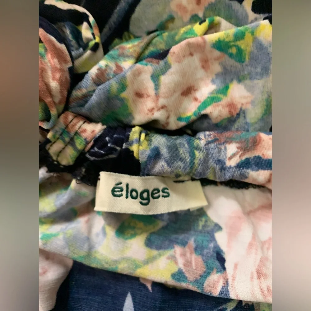 eloges Blue and multi color floral halter toe neck maxi dress Size M NWOT - Picture 4 of 7